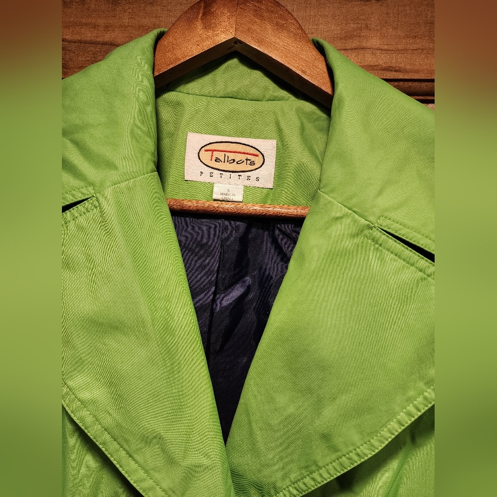 Talbots Lime Green Belted Rain Jacket - Picture 4 of 6